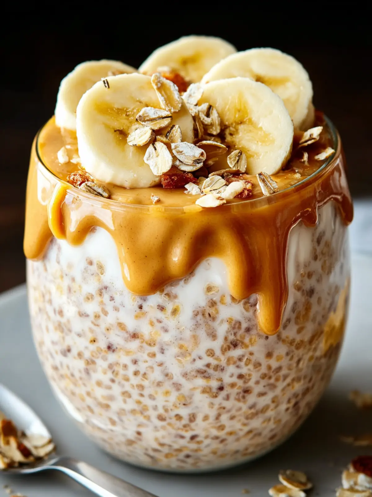 Creamy Peanut Butter Overnight Oats with Banana Recipe First Image