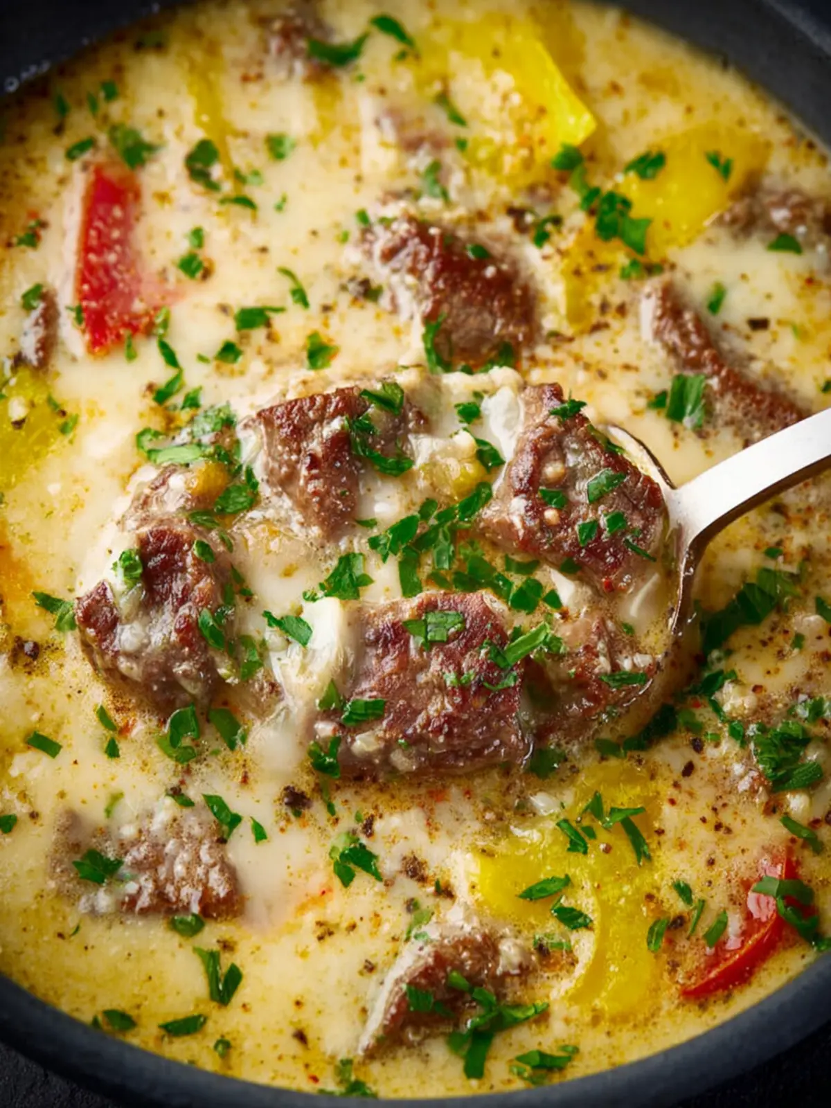 Creamy Keto Philly Cheesesteak Soup First Image