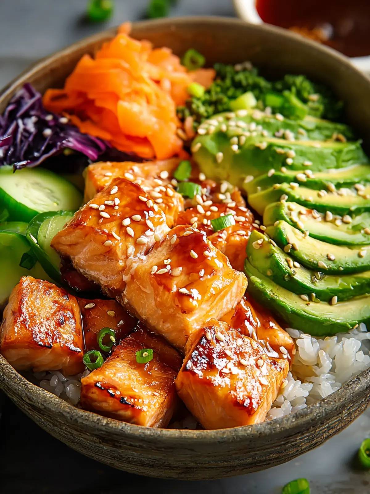 Honey Sriracha Salmon Bowls First Image