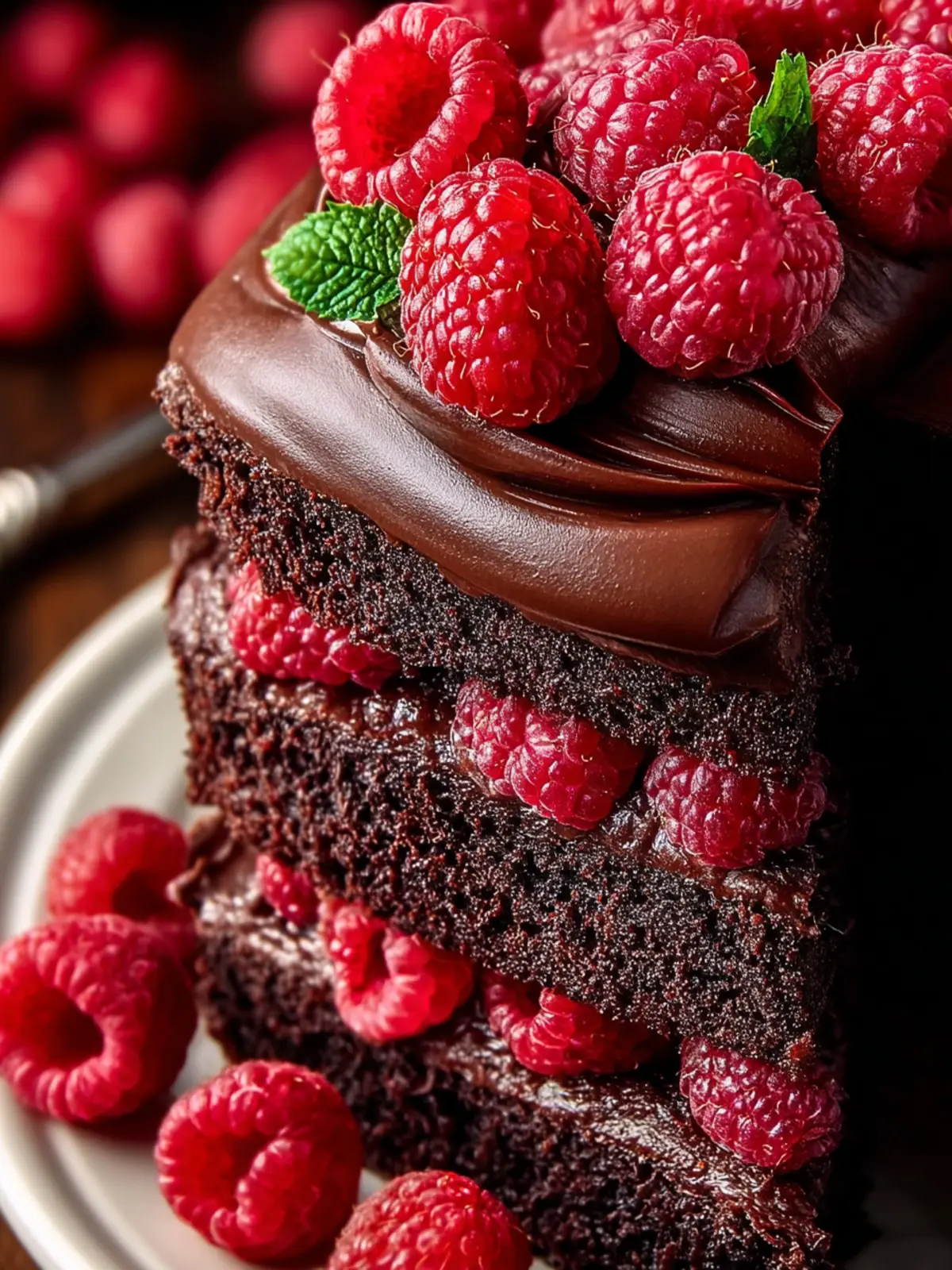 Indulge in Decadent Chocolate Raspberry Cake Delight First Image