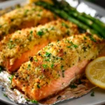 Garlic Parmesan Crusted Salmon Baked In Foil First Image