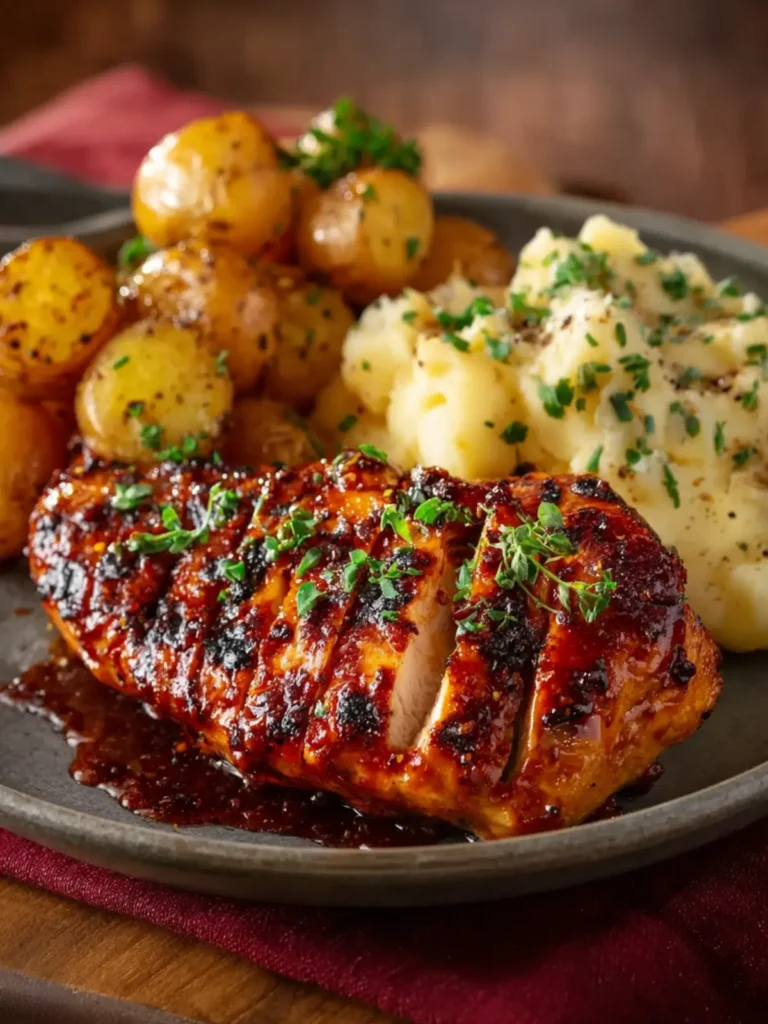 Honey BBQ Chicken & Creamy Garlic Parmesan Potatoes First Image