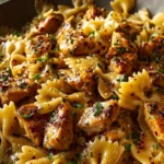 garlic butter chicken bowtie pasta First Image
