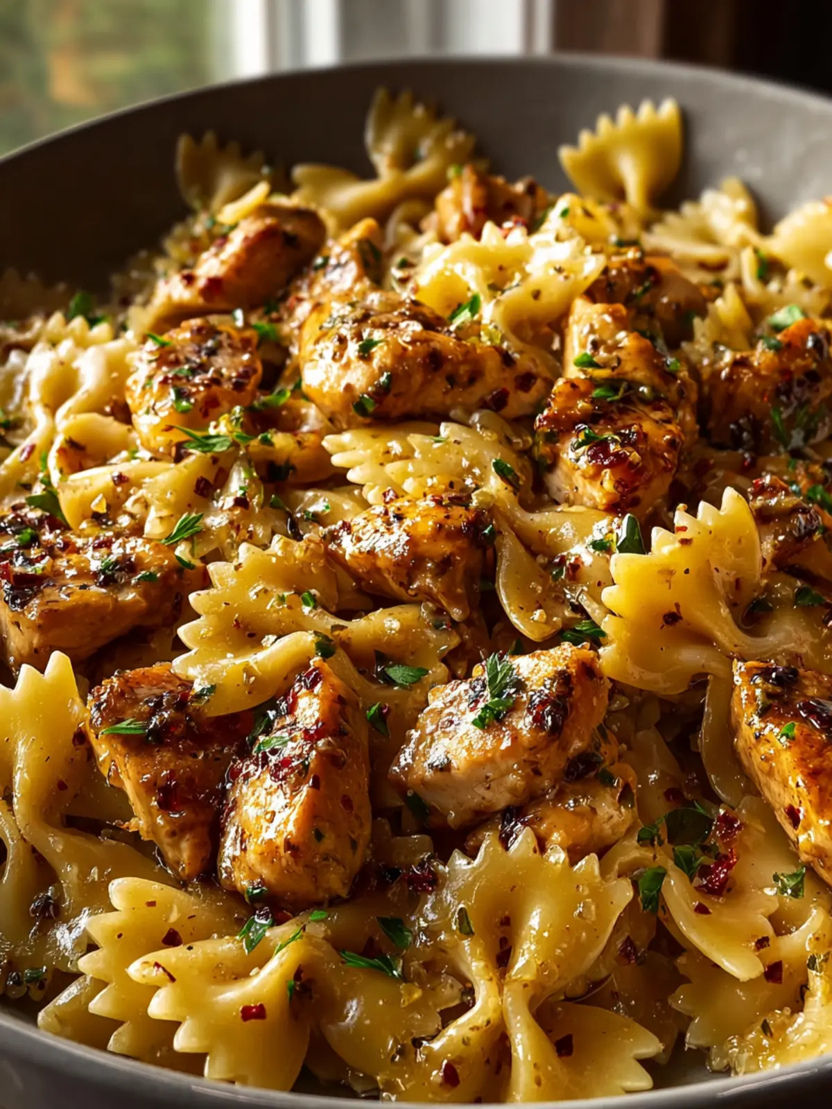garlic butter chicken bowtie pasta First Image