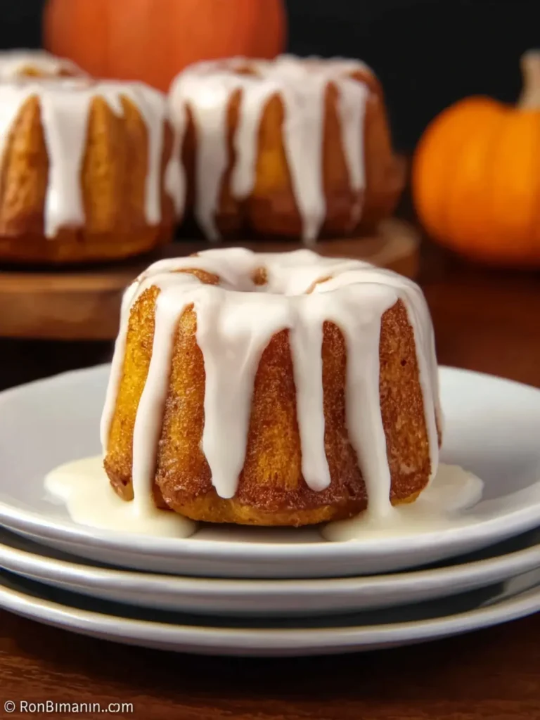 Pumpkin Spice Mini Bundt Cakes with Cream Cheese Glaze First Image